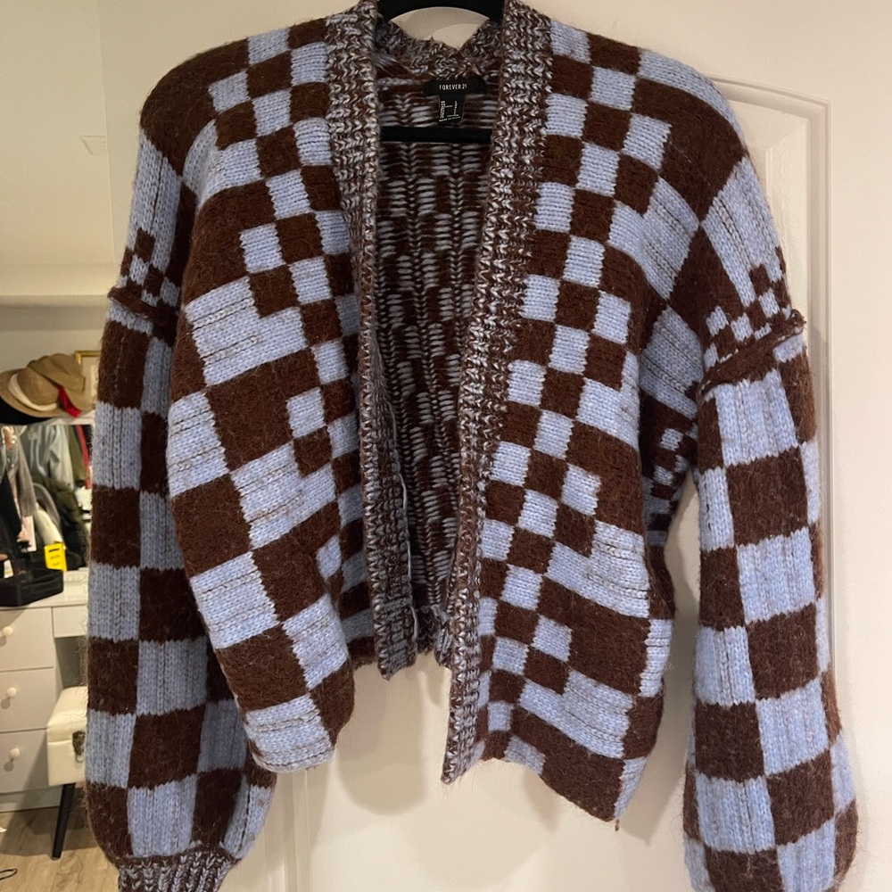 Brown and Blue checkered Sweater
